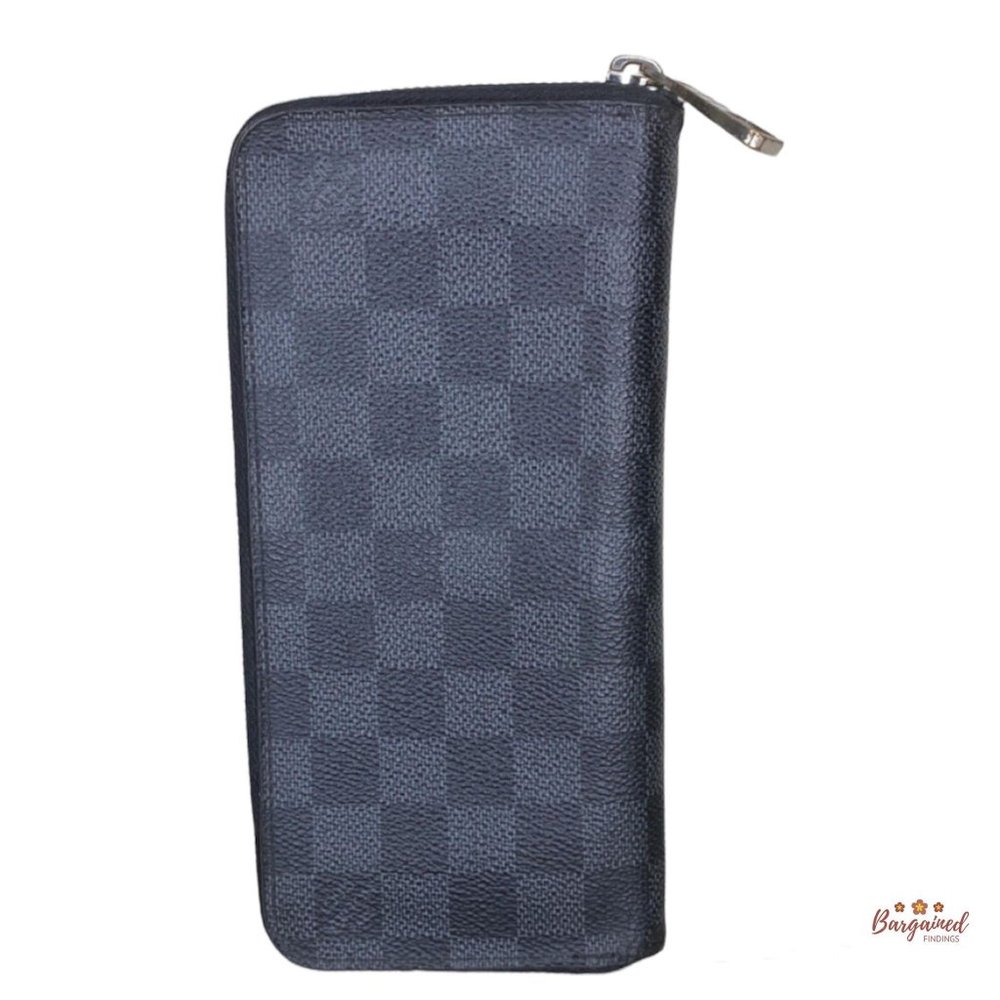 Authentic Louis Vuitton Damier Graphite Canvas Zip-Around Vertical Wallet CA4115